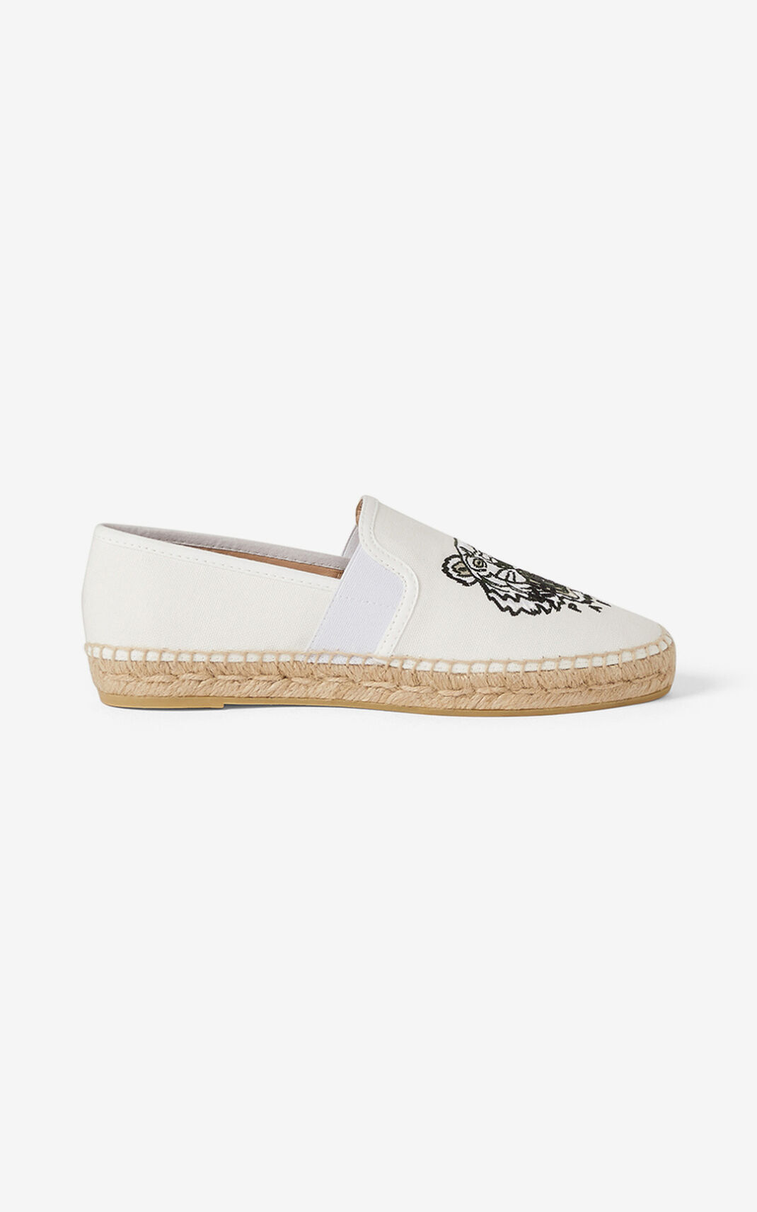 Kenzo Tiger elasticated Lona Alpargatas Mujer Blancas | 7918652-CR